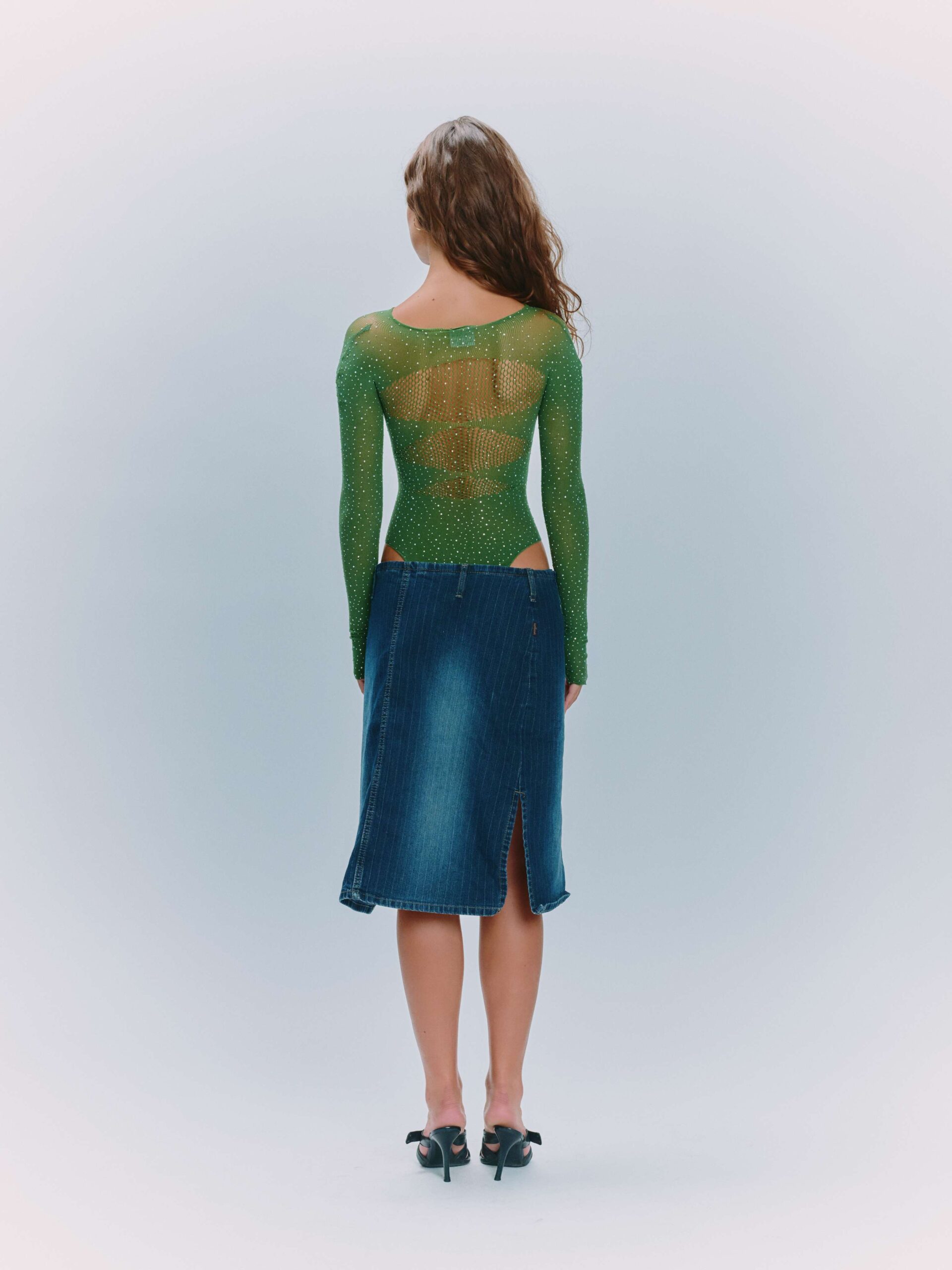 Sculpting Olive Green Long Sleeve Bodysuit - Image 3