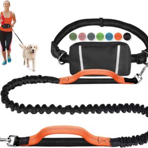 Ultimate Hands-Free Dog Leash with Shock Absorbing Bungee & Zipper Pouch