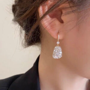 French Diamond Square Earrings with 18K Gold Plating VIP
